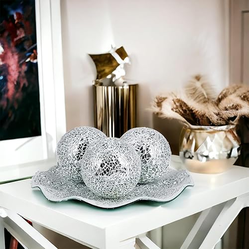 Miniatura 6 de Juego de 3 bolas decorativas de cristal de 4 pulgadas, esfera de mosaico para artículos de hogar enteros, bodacumpleaños, cuencos, jarrones, centros