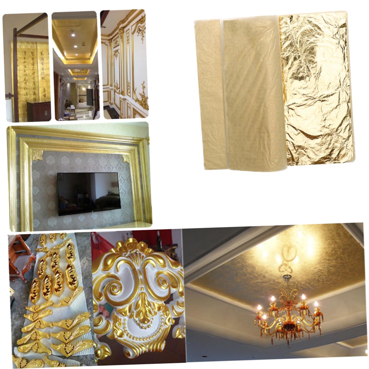 Operitacx 100 Sheets Gold Foil Paper 5.5 Imitation Leaf Artistic Leaf Supplies Decorative Gilding Adhesive