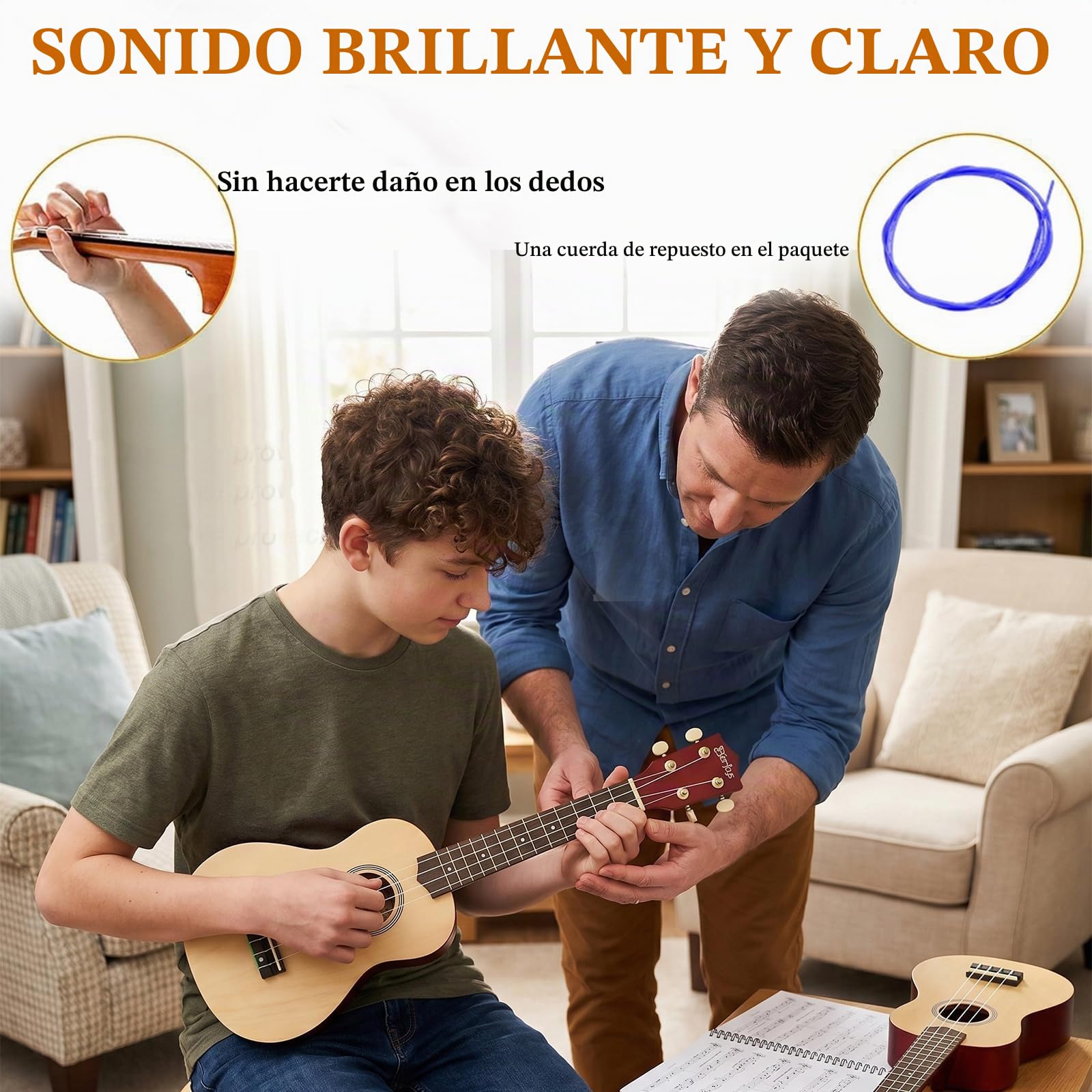 Ukelele Soprano, Principiantes Ukulele Kit 21 Pulgadas, Hawaiano Uqueleles con Bolsa, Afinador, Correa, Todo en un solo juego
