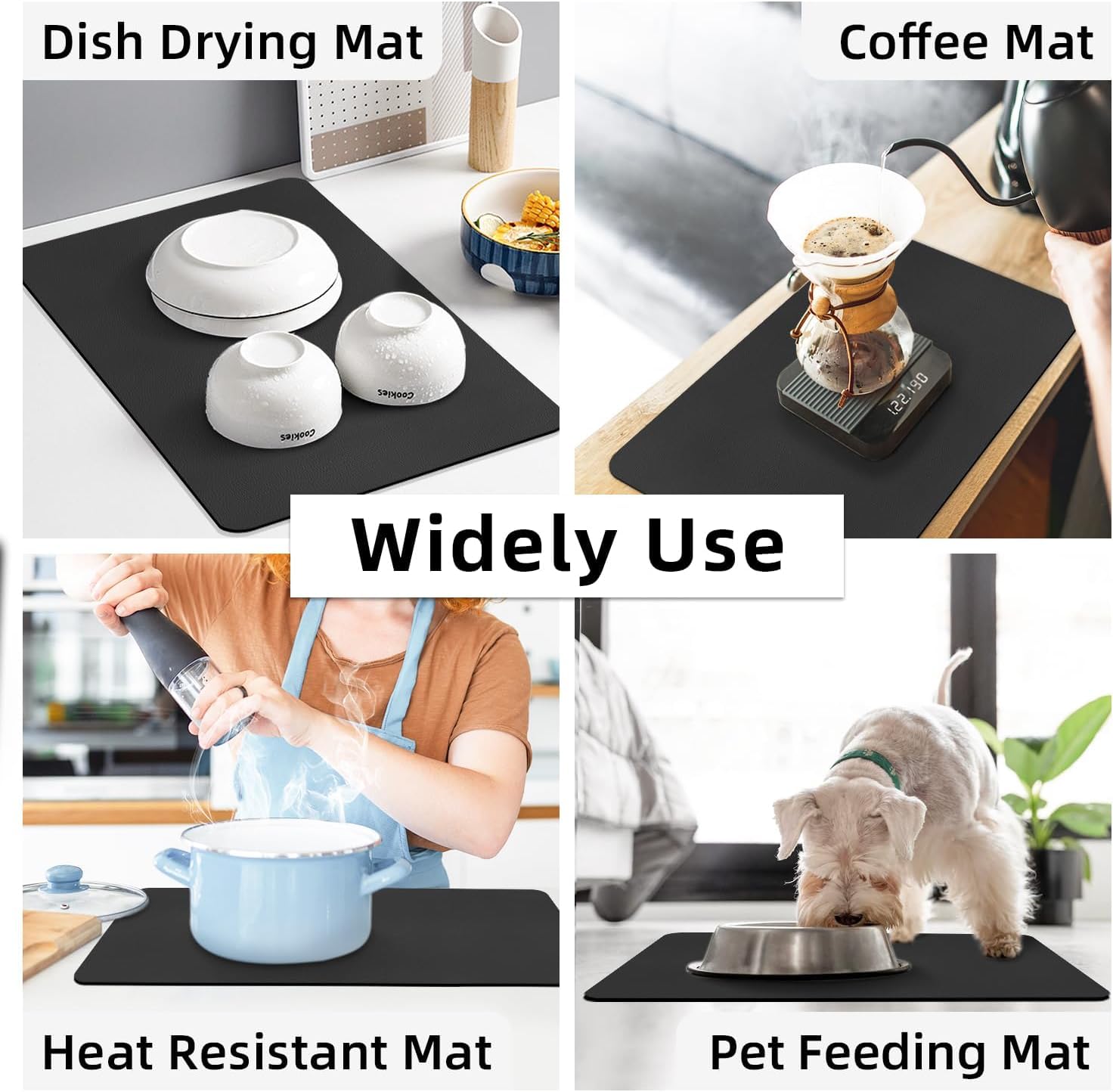 Evadely Dish Drying Mat Large – Water Absorbing Mat for Kitchen, Kitchen Drying Mat for Wet Utensils, Drying Mat for Kitchen Utensils (40 x 60 Cm) 4