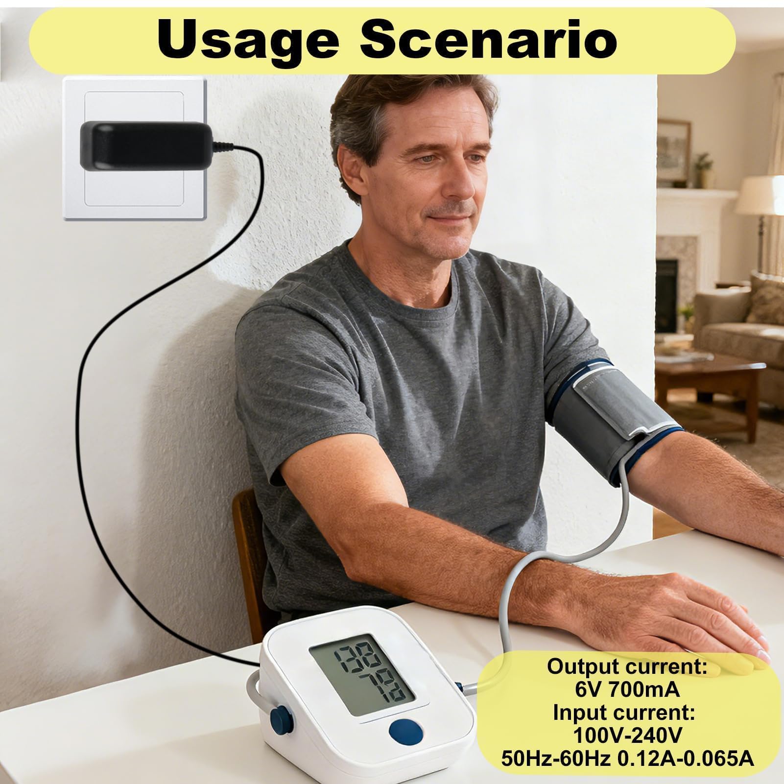 6 V Nzasilacz 6 V ?adowarka ci?nieniomierz do Omron HHP-CM01 M2 M3 M4 M6 M7 M2 Basic, M3 Comfort, M7 Intelli IT, X2 X3 X4 X6, X2 Basic, X7 Smart Power Adapter do Omron