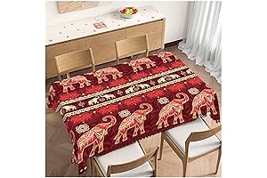 Beabes Ethnic Elephants Paisley Tablecloth for Kitchen