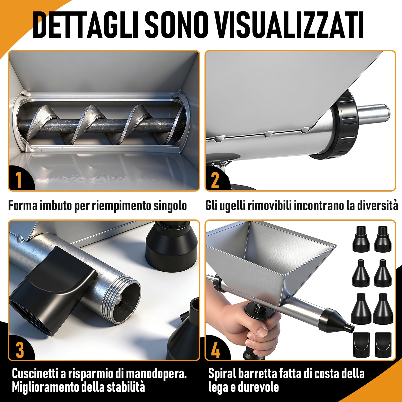 Siringa Elettrica per Malta con 8 Ugelli Rimovibili+2 Manici Antiscivolo, Pistola per Malta Elettrica Portatile, Miscelatore per Malta per Giunti di Malta Muri e Pavimenti in Pietra