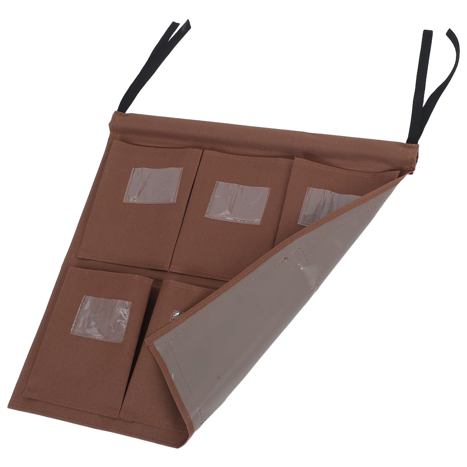 PRETYZOOM Paquet de Rangement pour Chariot de Ménage en Tissu Résistant, Poche Transparente pour Étiquette, Paquet Multifonction 6 Compartiments Café pour Organisation en Hôtel et Nettoyage