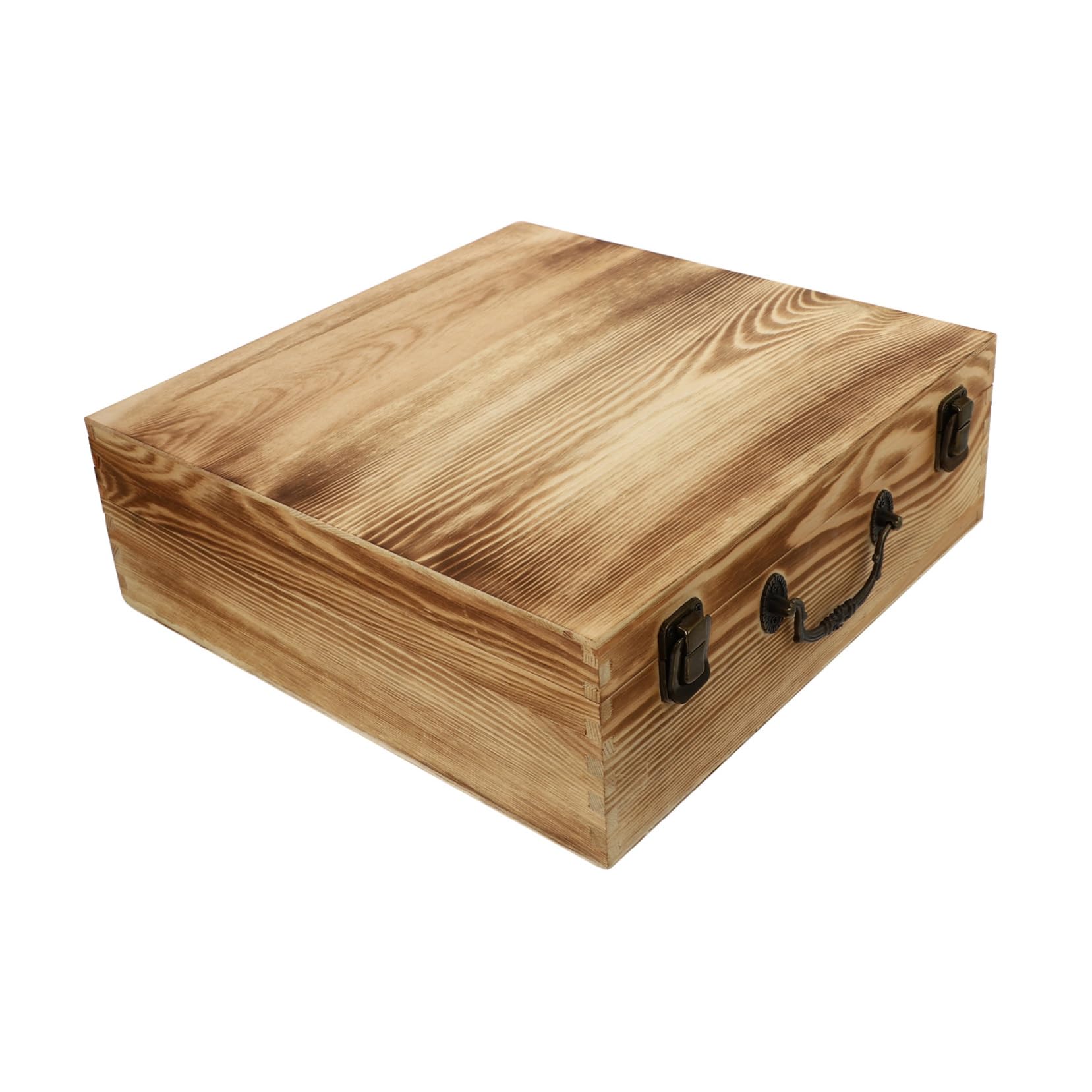 SOLUSTRE Vintage Holzkiste mit Griff, Aufbewahrungsbox, Kohleschwarz