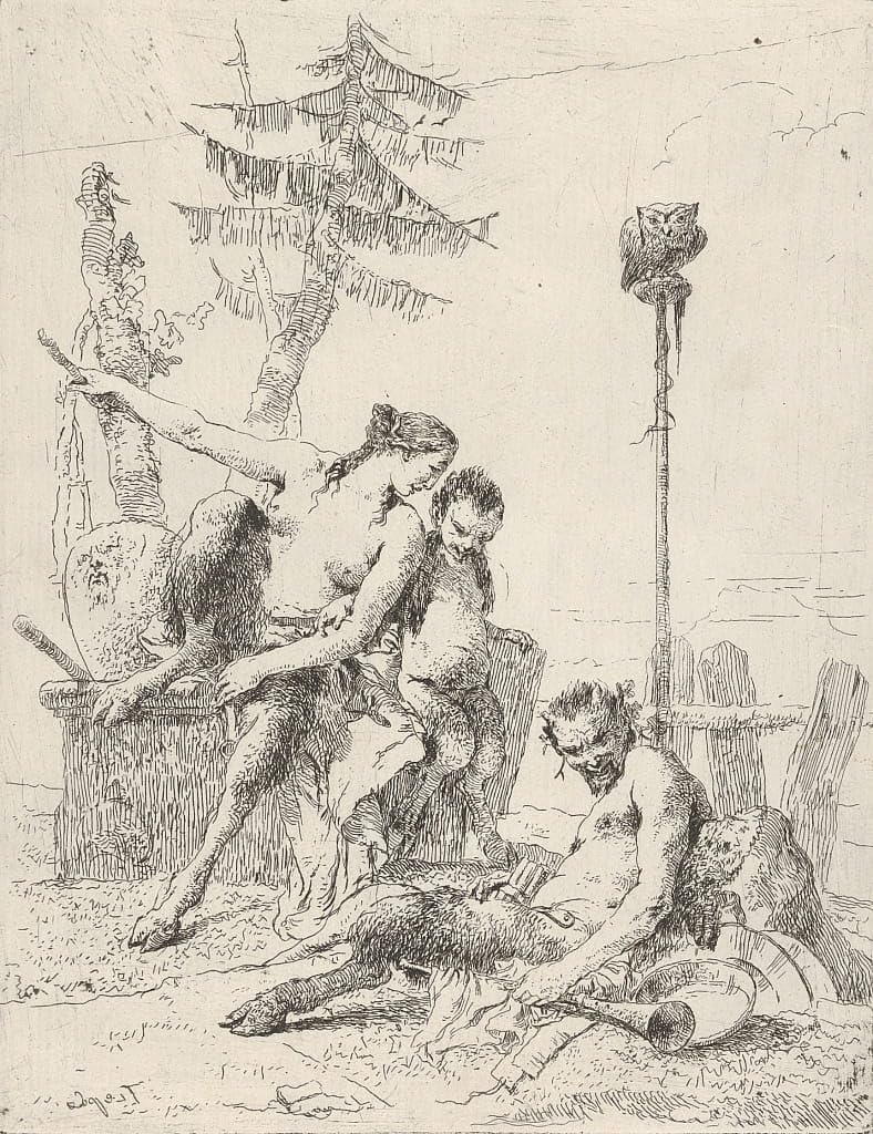 Peinture Satyr Family Pan Battista, transformez votre salon avec cette toile abstraite