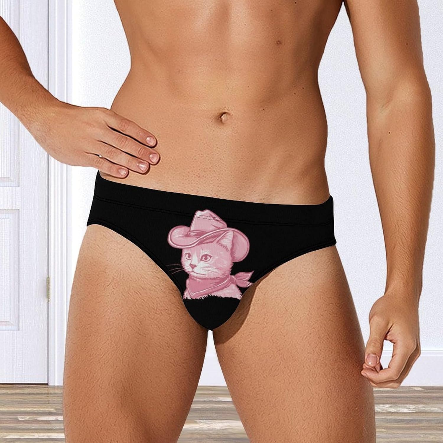Meowdy Cat Men's Swimwear Bikini Swimming Briefs Stretchy Swimsuits Board Surf Shorts Trunks