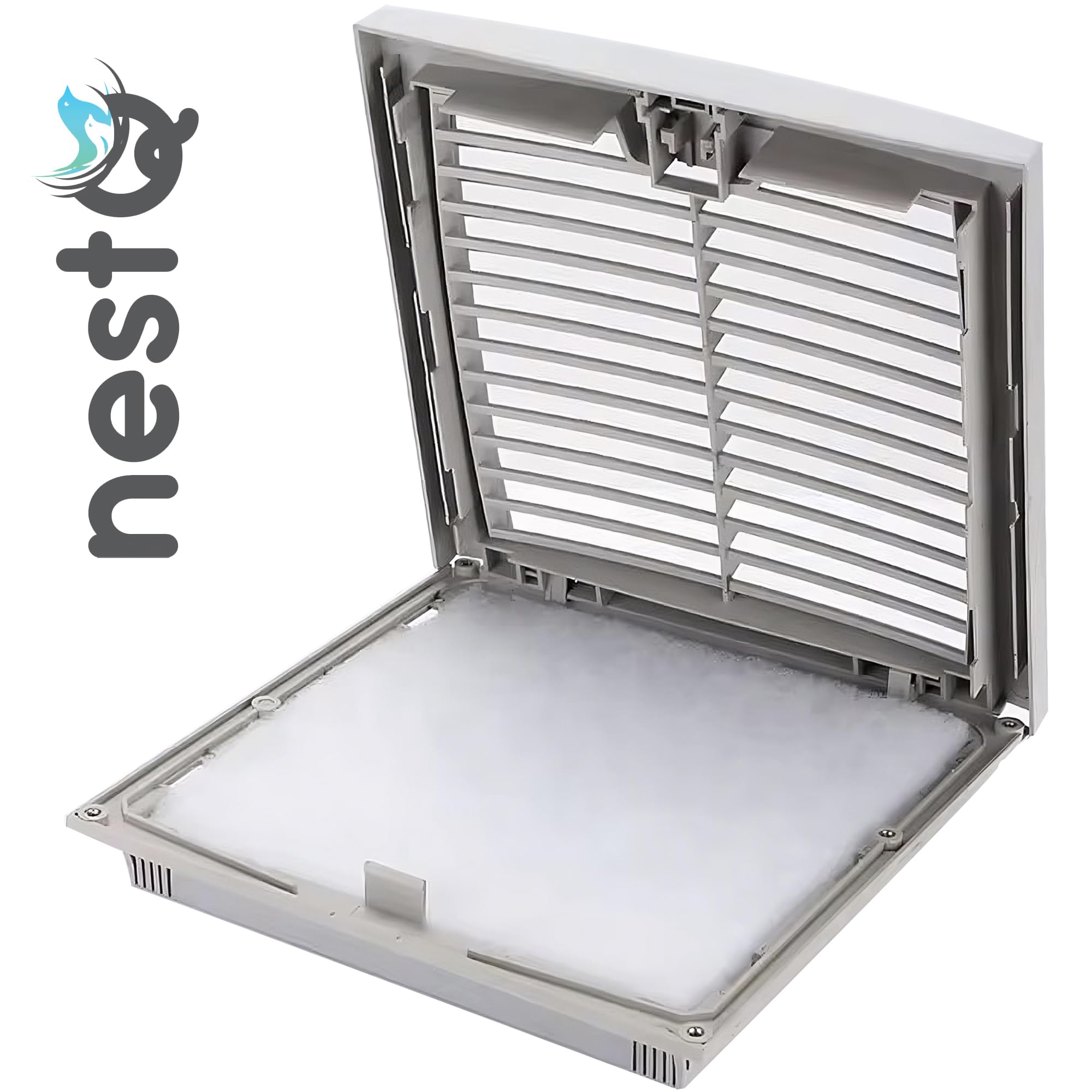 Griglia con filtro per ventola per protezione dalla polvere - ABS, dimensioni 156 x 156 mm, adatto per ventilatore 120 x 120 mm, colore grigio
