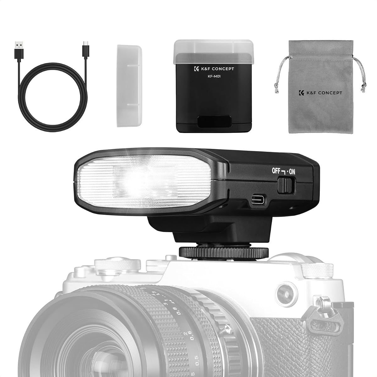 Camera Flash Light, 2000mAh, with Single Contact Hot Shoe | Camera Speedlite, Compatible with Canon/Fujifilm/Olympus and Other DSLR Digital Cameras, KFM01