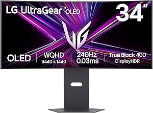 LG UltraGear OLED GX9 Gaming Monitor 34GX900A-B – WOLED Ultrawide QHD 1440p Curved 34 Inch, 240Hz, 0.03ms, DisplayHDR 400,…