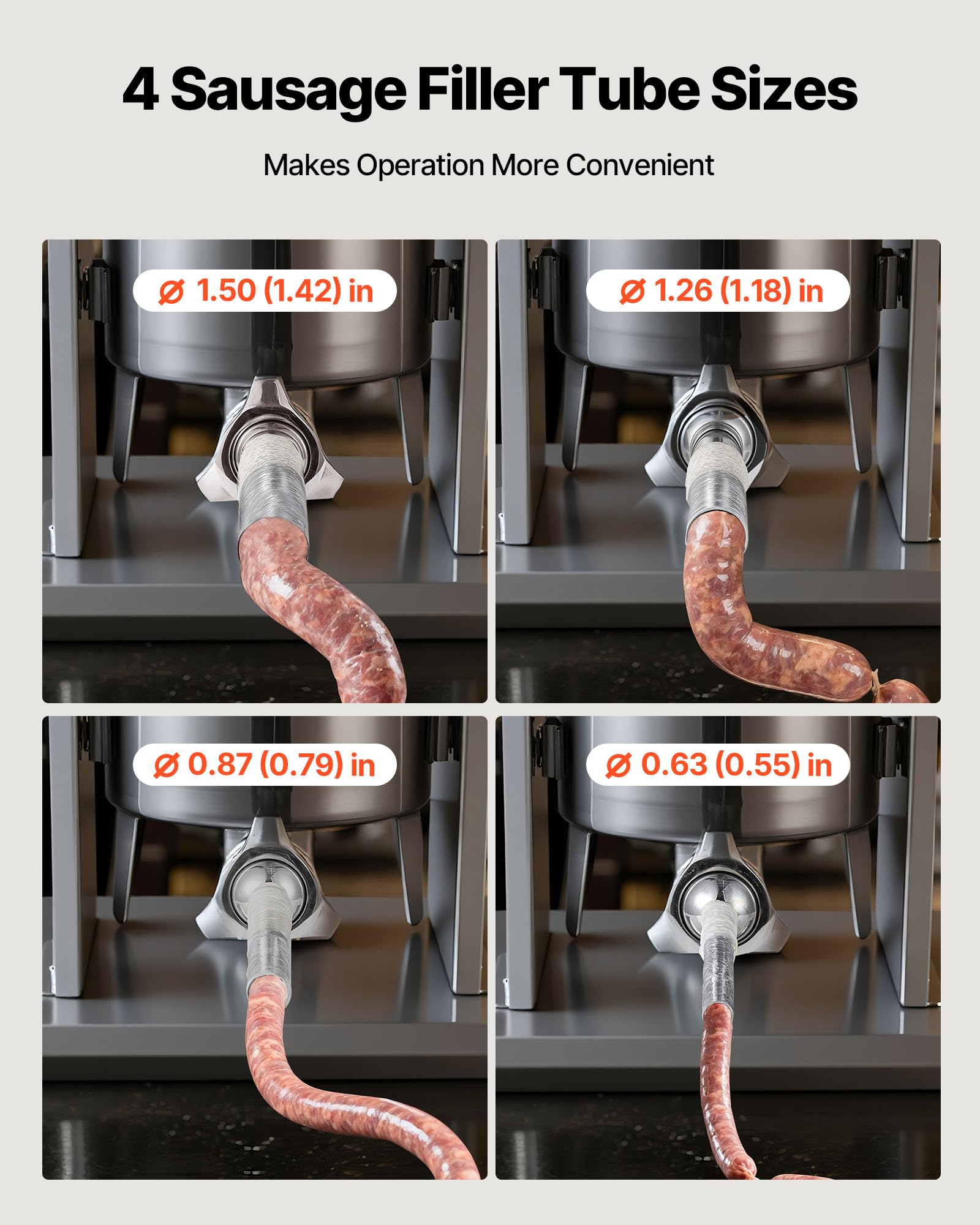 VEVOR Insaccatrice Elettrica per Salsicce, Insaccatrice Verticale per Carne da 35 L, Controllo della Velocità Continuo e Pedale, in Acciaio Inox con 4 Tubi di Insacco, per Uso Commerciale e Domestico