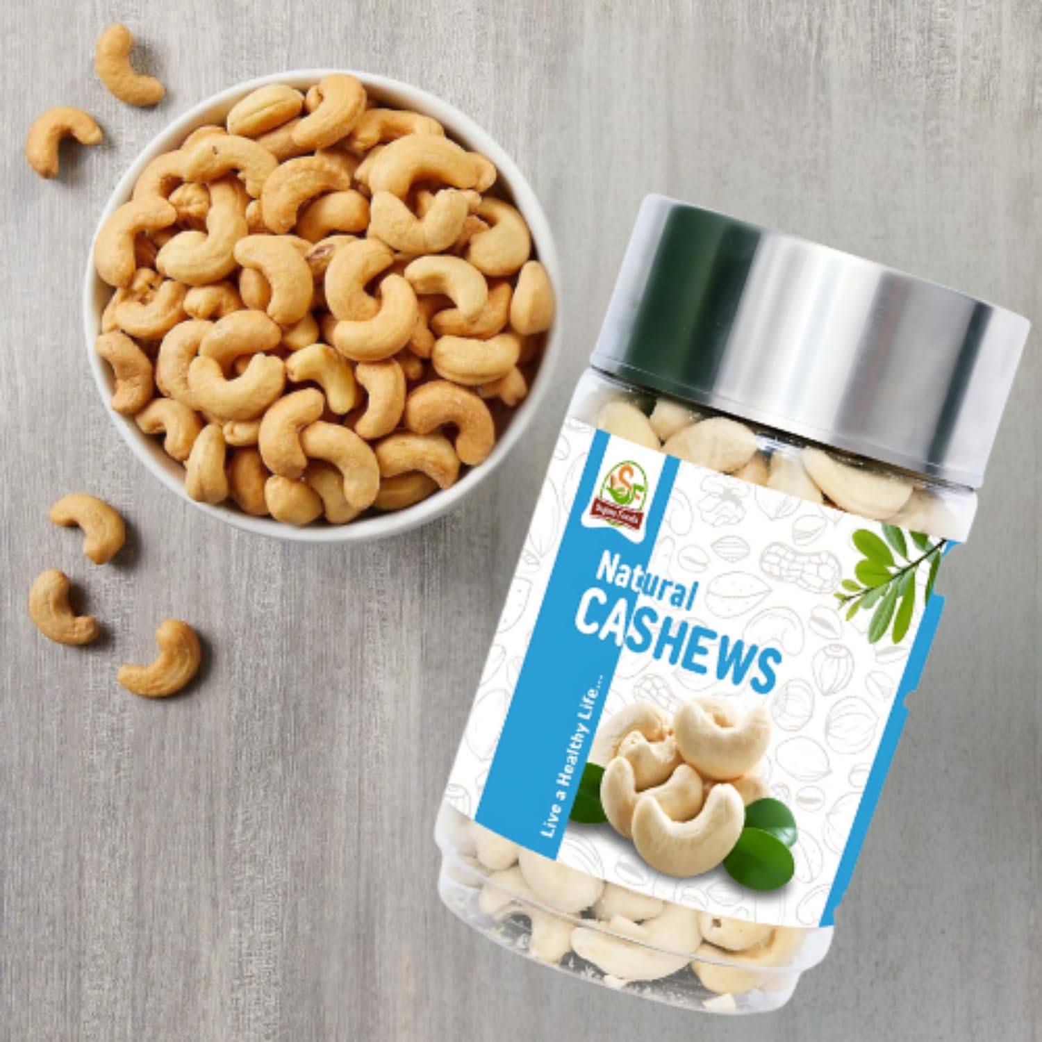 SUJATA FOODS 250 gm Natural Cashews Dry Fruits Jar | Whole Crunchy Cashew Nuts | Healthy Snack | Protein Rich Vegan Snack | Unsalted Edible Nuts | Roasted Dry Fruits Container for Daily Nutritious Eating 2