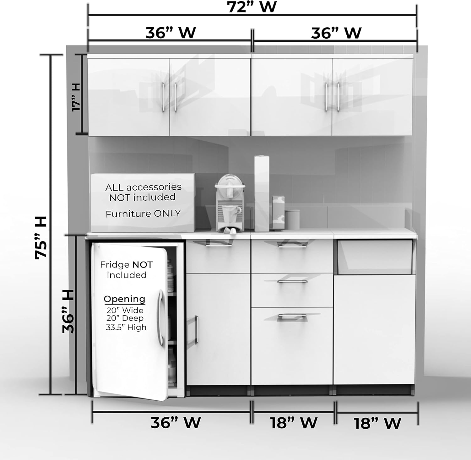 BREAKtime Coffee Break Lunch Room Furniture Buffet Model 6294 5 Piece Group Color Espresso - Factory Assembled (NOT RTA) Furniture Items ONLY. 72 inch Width