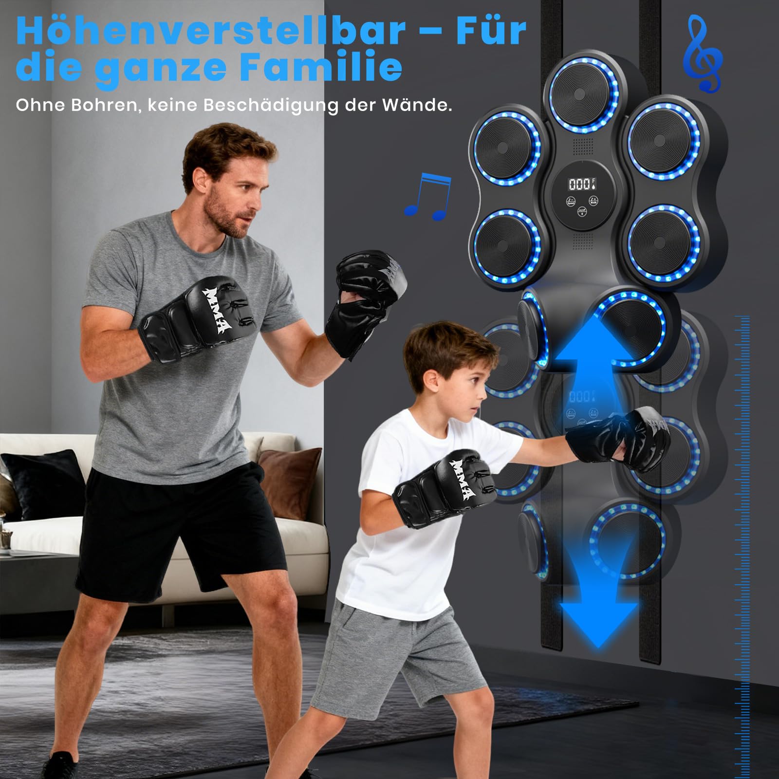 LeapBeast Music Boxing Machine mit LED-Lichtern, Bluetooth, 9 Geschwindigkeitsmodi & 11 Schlagmodus, Kinder Erwachsene Wand Befestigte Ziel Training Boxing Maschine für Zuhause & Fitnessstudio