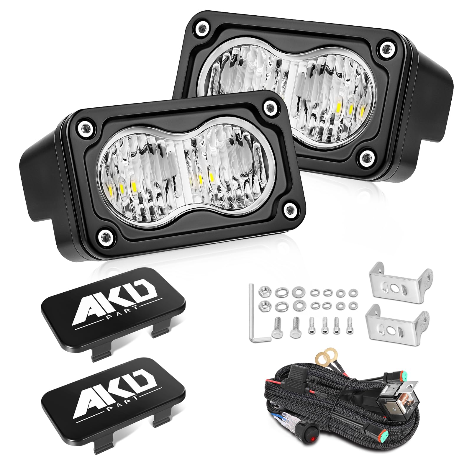 3" 40W CREE LED Pods with Wiring Kit &amp; Covers - Driving Flood