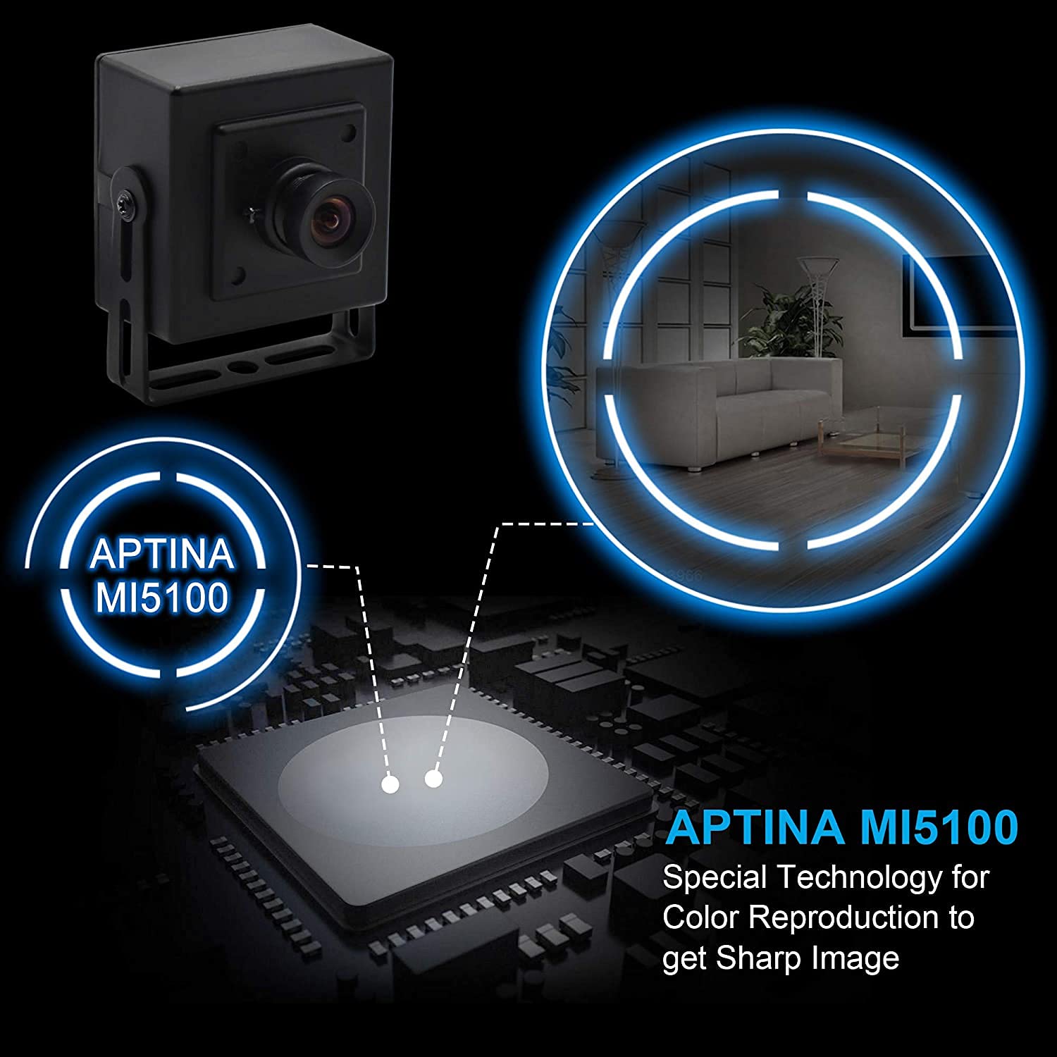 ELP OTG Cámara web de gran ángulo 5MP Aptina MI5100 CMOS 100 grados sin distorsión lente USB cámara para conferencias web/negocios/robot visión USB500W05G-BL100