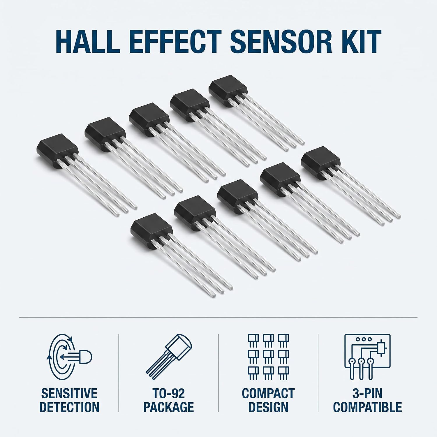 10Pcs Hall Element 49E Oh49E Ss49E Linear Sensor Hall Sensor Industrial Electrical — Amazon image 2