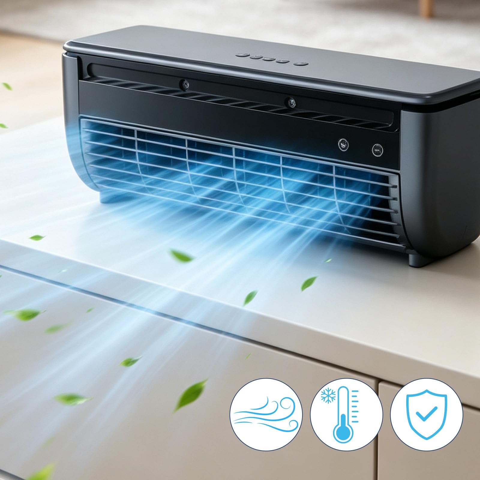 Aire Acondicionado sin Unidad Exterior, Aire Acondicionado Inalámbrico, Tres Velocidades de Viento, Funcionamiento Silencioso, para Dormitorio, Sala de Estar y Cocina