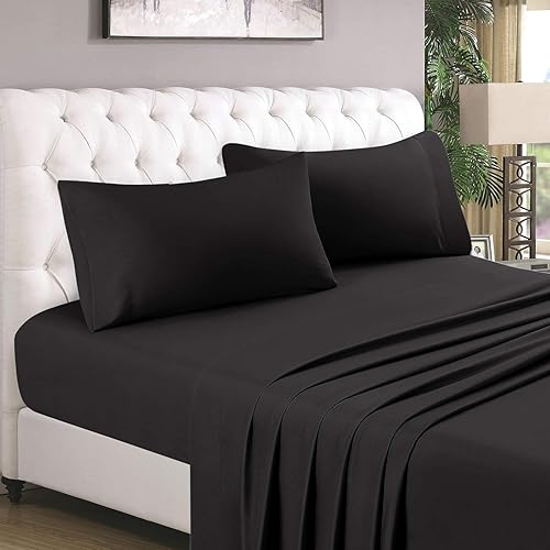 Juego de 3 piezas ultra suave y de fácil cuidado, 100% algodón de 800 hilos, bolsillo profundo de 18 pulgadas, tejido satén suave y sedoso, (1