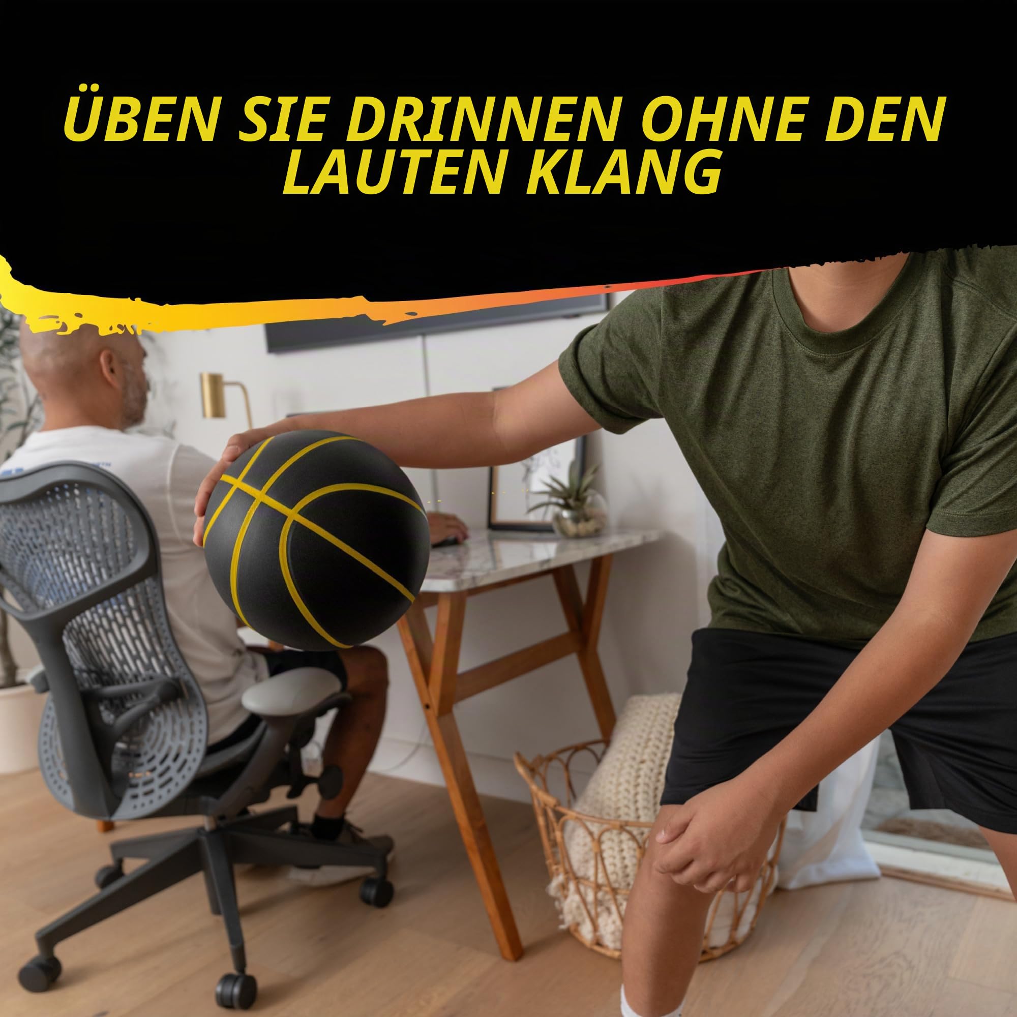 SKLZ Bashhhketball Pro Silent Basketball - Offizieller Schaumstoff-Basketball in Größe 7, 74,9 cm Indoor-Trainingsball mit echter Sprungkraft, leisem Dribbling, robuster Konstruktion und echten