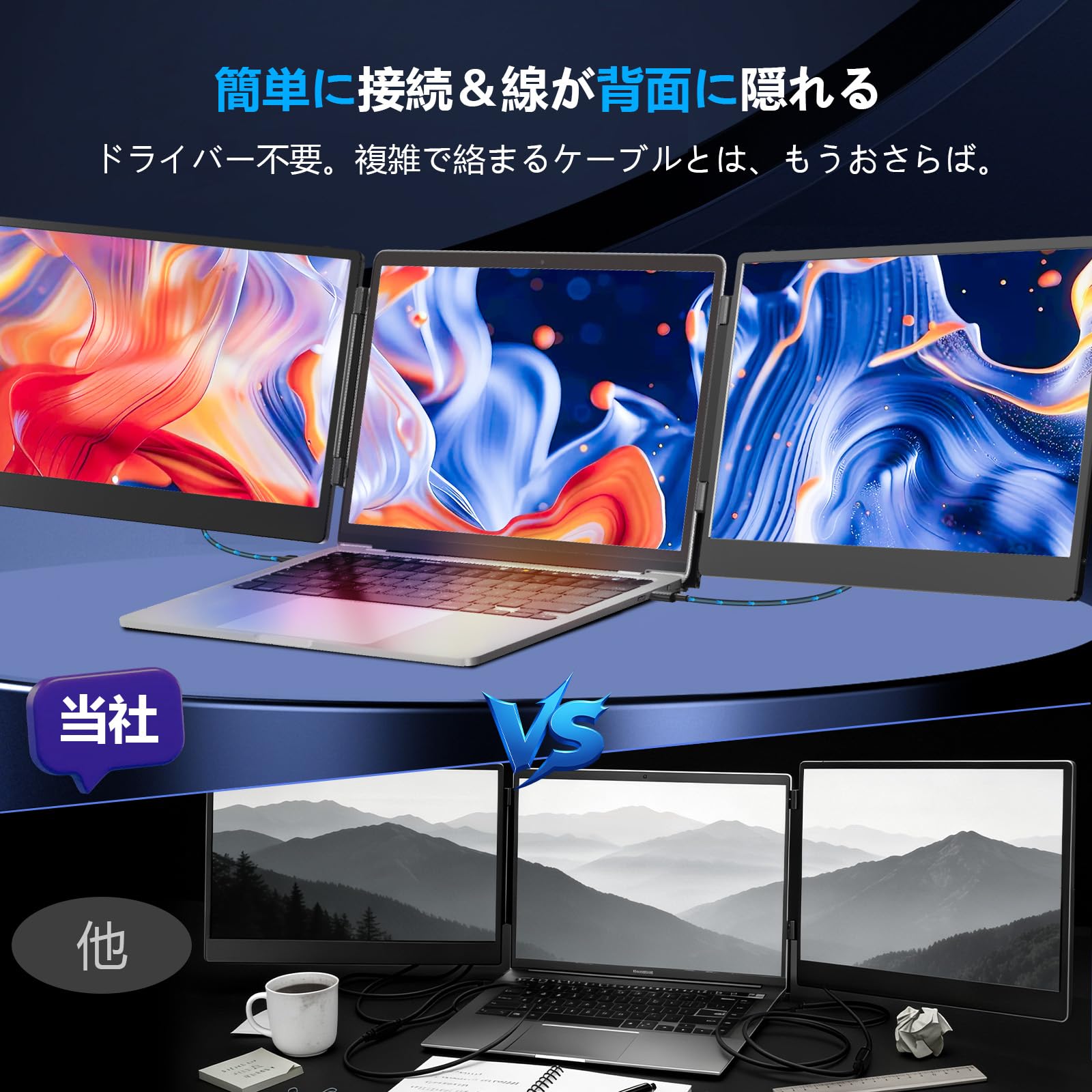 Amazon.co.jp: 14インチ デュアルモバイルモニター【3画面作業 簡単に