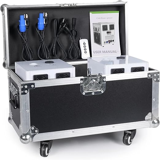 700W Cold‑Effect Fountain Machine with Carrying Case - 2-Pack, Visual Special‑Effect Compatible with Stage Events(2Cold Spark and Case)