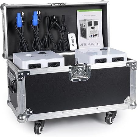 700W Cold‑Effect Fountain Machine with Carrying Case - 2-Pack, Visual Special‑Effect Compatible with Stage Events(2Cold Spark and Case)