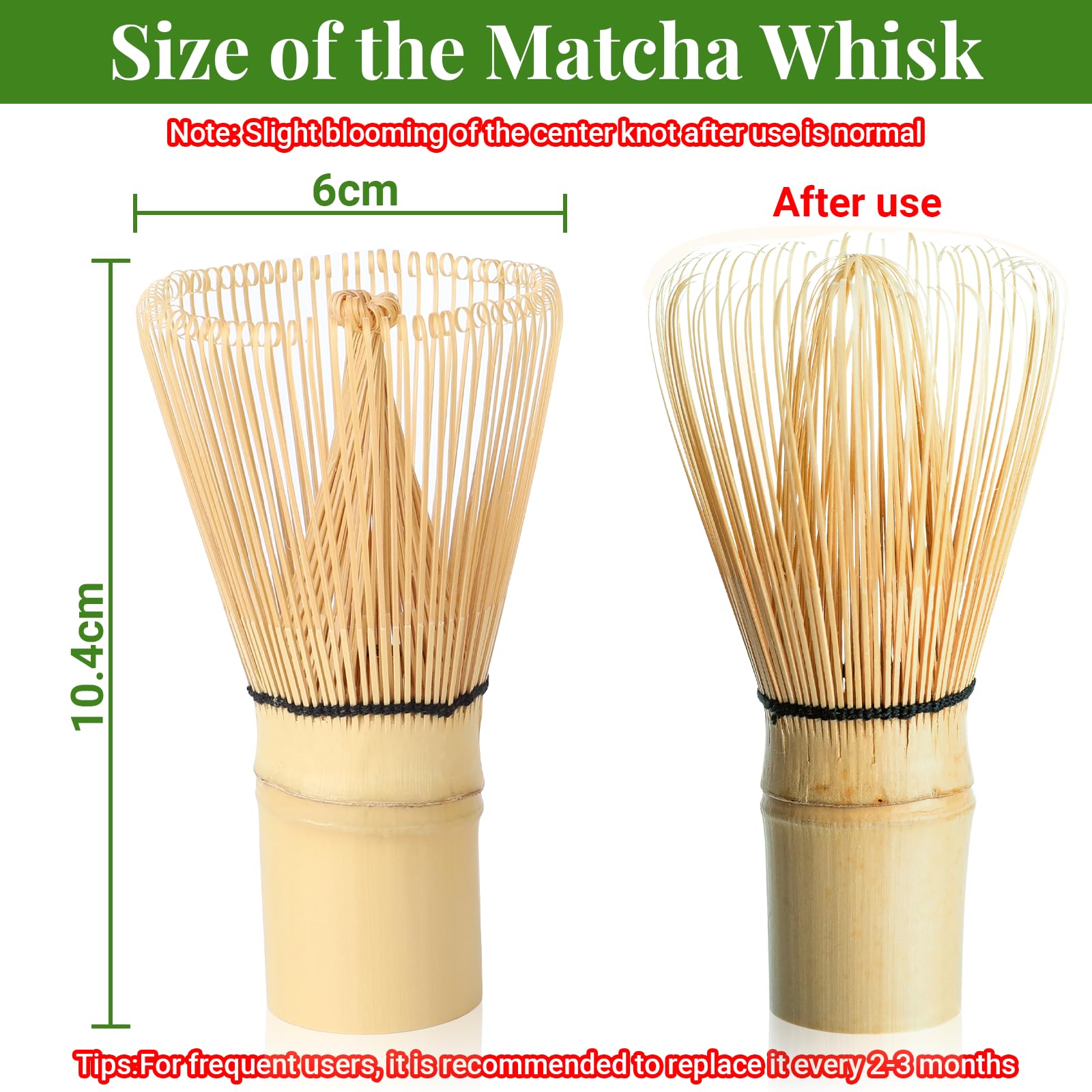 Alyvisun 2 Unidades Batidores de Matcha de Bambú (Chasen) con 76 Púas, Batidor de Matcha Hecho a Mano, Tradicional Batidor de Bambú para un Matcha Suave y Espumoso, Ideal para la Ceremonia del Té