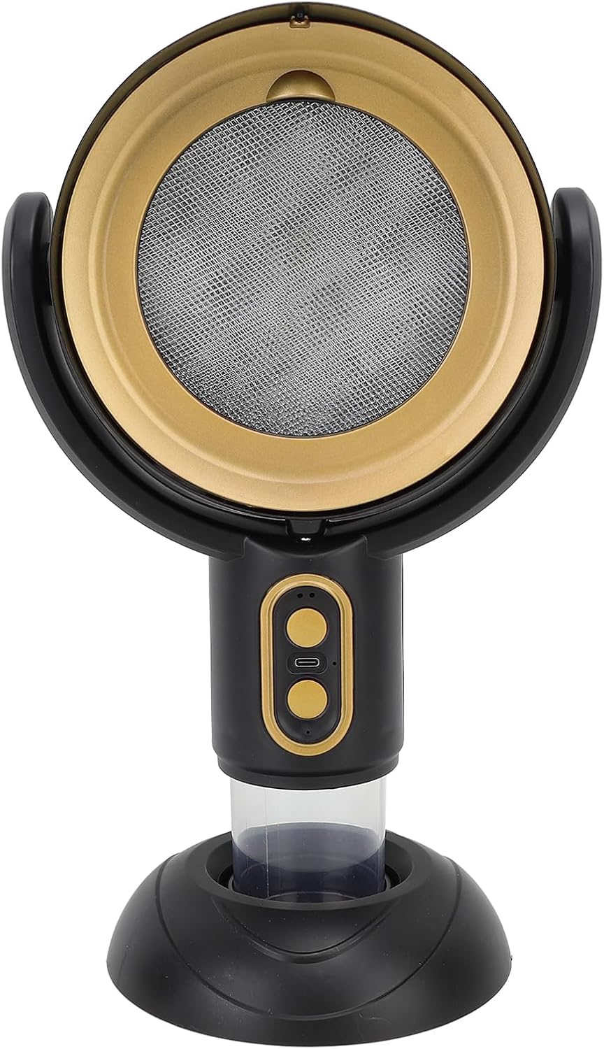 Portable Desktop Range Hood Negative Ion with Removable Filter Oil Collection Cup Kitchen Exhaust Fan 2 Speed Detachable for Indoor BBQ Hot Pot (Black and Gold)