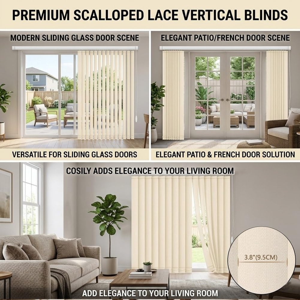 Lamellenvorhang Blickdicht Verdunkelungslamellen 60 70 90 120 150 180 220 260 300cm, Schienen-Lamellen-Set, Sichtschutz Lamellen Jalousie Für Fenster Büro Zuhause Innen, Beige(W150cm*H100cm)