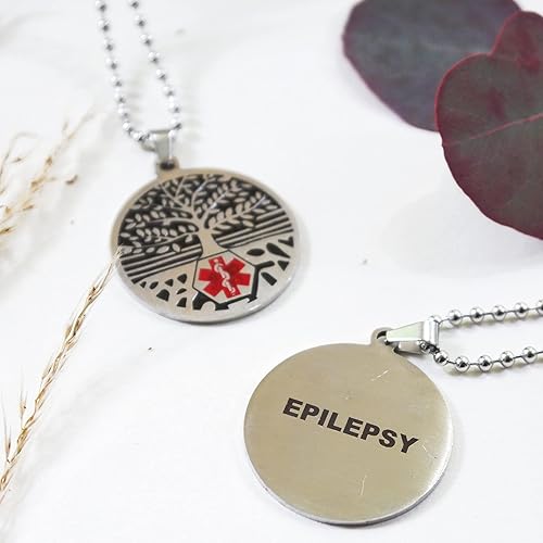 Miniatura 6 de Collar de primeros auxilios de emergencia de identificación de alerta médica del árbol de la vida de acero inoxidable