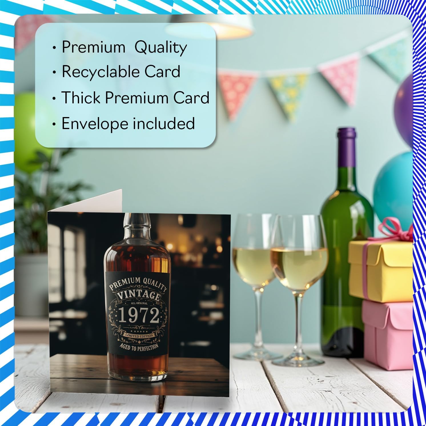 Stuff4 54th Birthday Card for Women Men - Vintage Whiskey Bottle - Happy 54 Birthday Cards for Nanny Grandma Colleague Dad Neighbor Daughter, 5.7 Inch Bday Greeting Cards