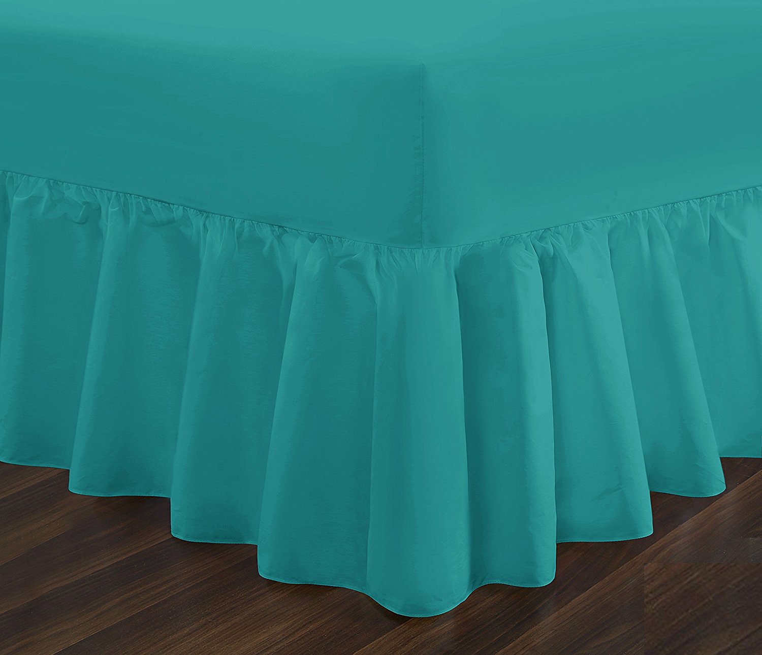 Plain Dyed PolyCotton Fitted Valance Sheet Bed Sheet (Teal, Double)