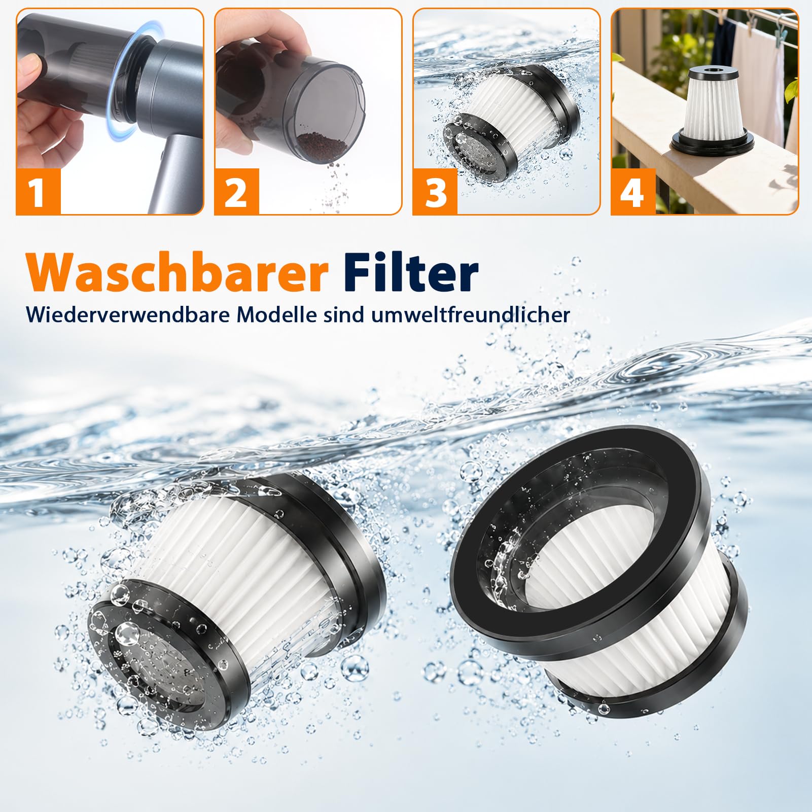 Handstaubsauger Akku Kabellos 30kPa - Mini Auto Staubsauger mit Bürstenloser Motor Stark Autostaubsauger Handsauger für Autos, Büros, Schlafzimmer, Küche, Wohnzimmer Haus& Tierhaar Reinigung