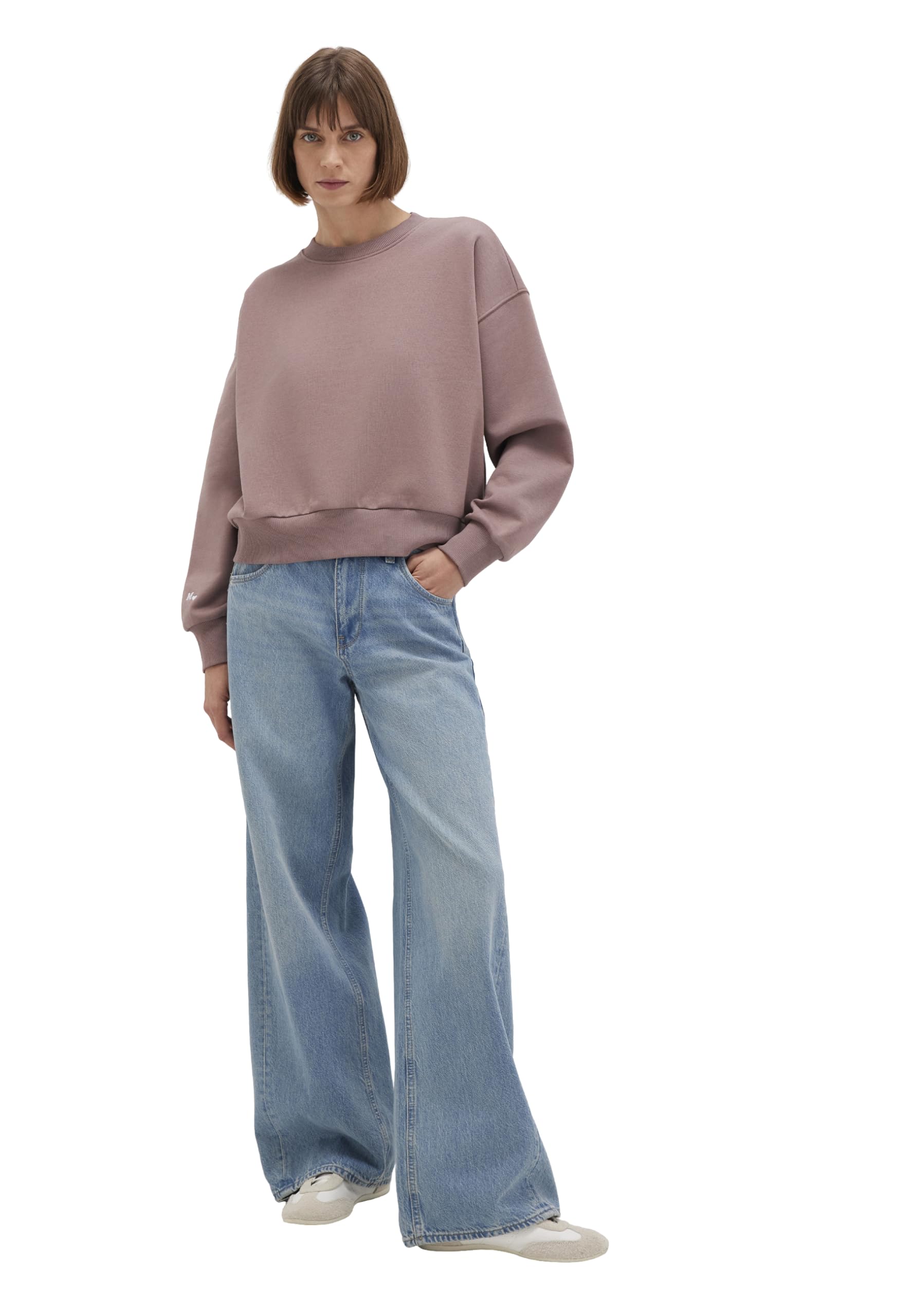 Mavi Damen Pullover Regular Crew Neck Sweatshirt Sweatshirt Cropped