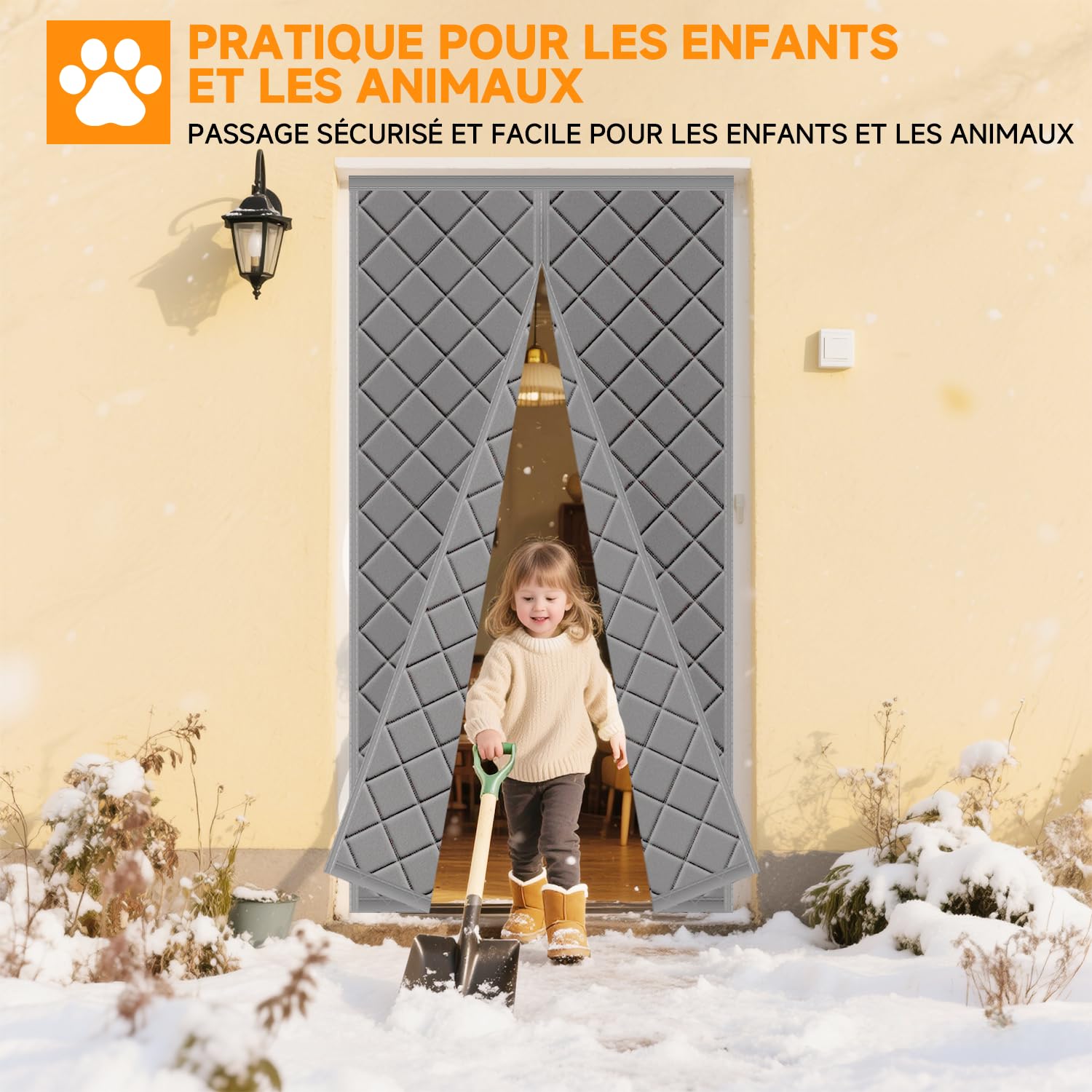 HOFUDON Rideau de Porte Isolant Thermique Magnétique 90x210 cm