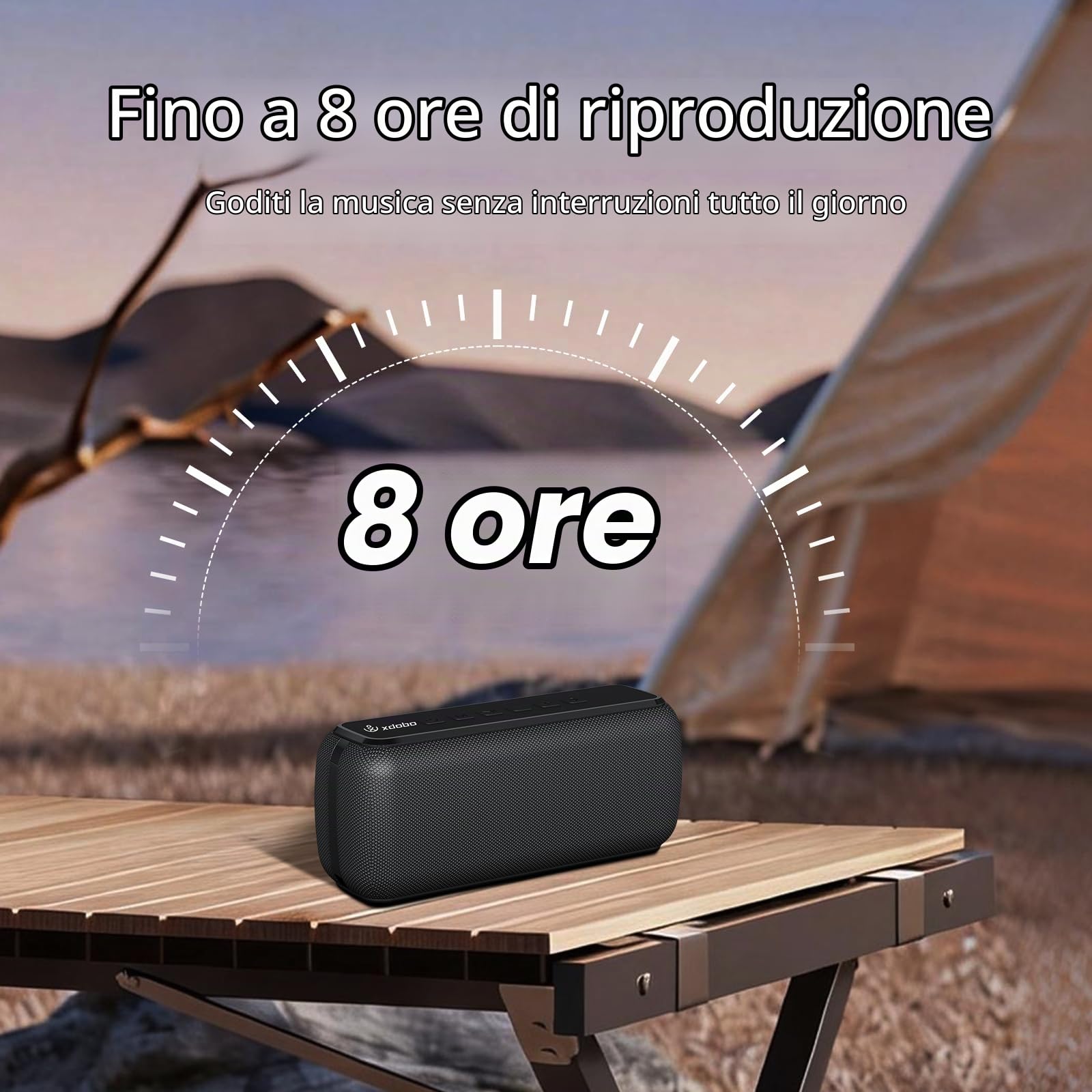 XDOBO X8 II Altoparlante Bluetooth Portatile 60W, Speaker Wireless con Bassi Profondi, Impermeabile IPX5, Bluetooth 5.0, TWS Stereo Pairing, 8 Oredi Autonomia, TF Card e AUX, Cassa per Outdoor e Party