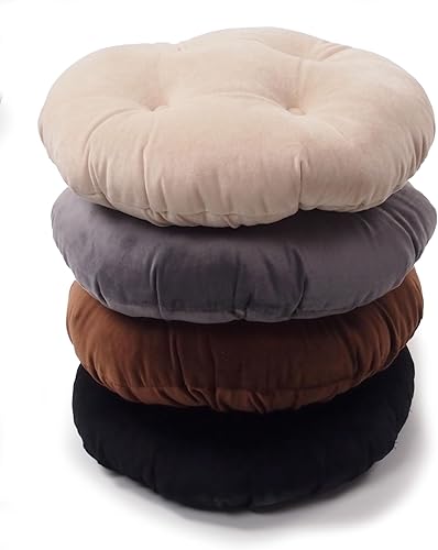 Miniatura 5 de Augld Cojín de taburete de bar de terciopelo suave acolchado redondo cubierta de taburete 14" terciopelo gris