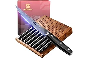 Steak Knives Set of 8 with Drawer Organizer - Non Serrated Straight...