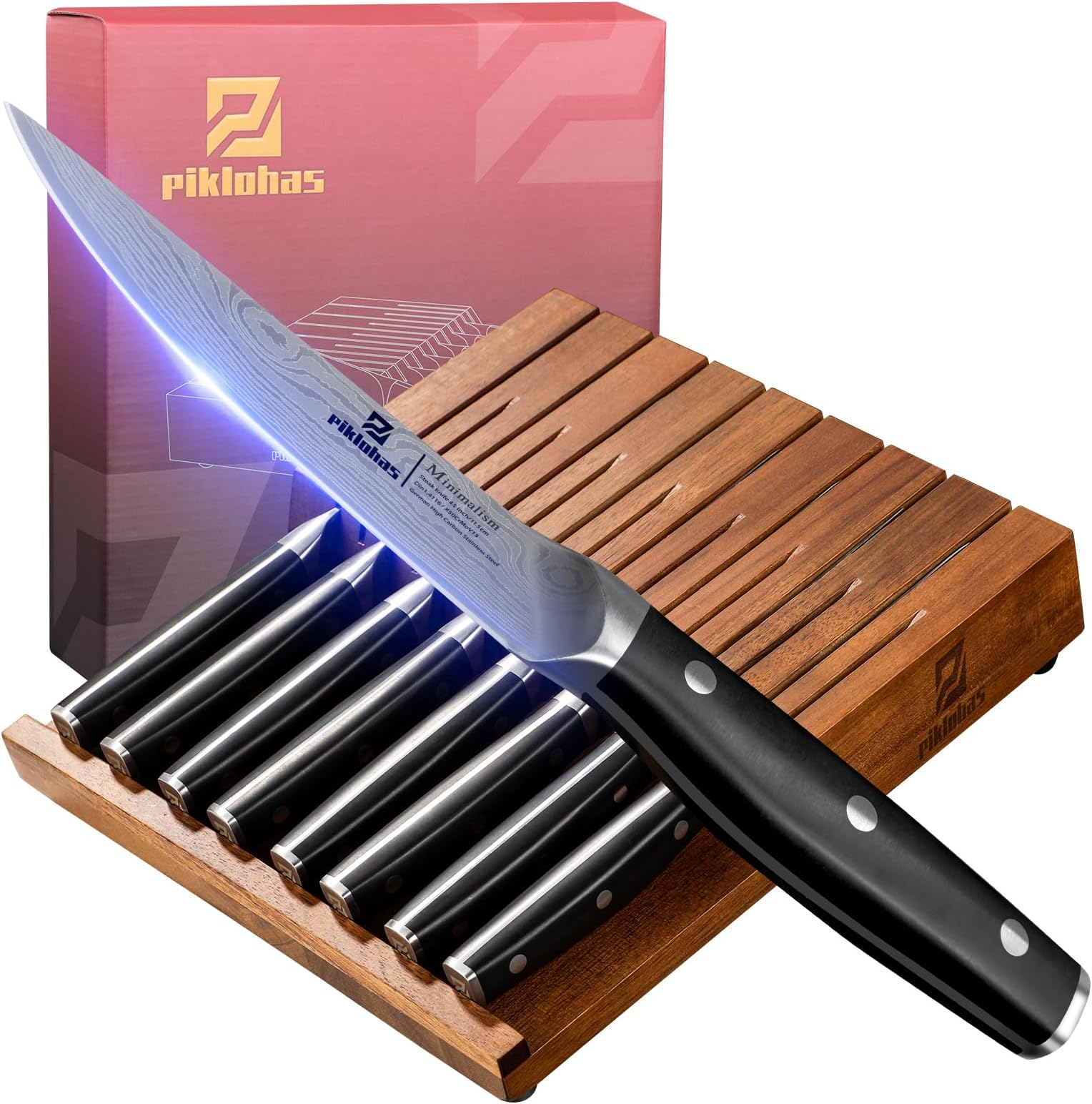 Wusthof 8Piece StainlessSteel Steak Knife Set with Wooden