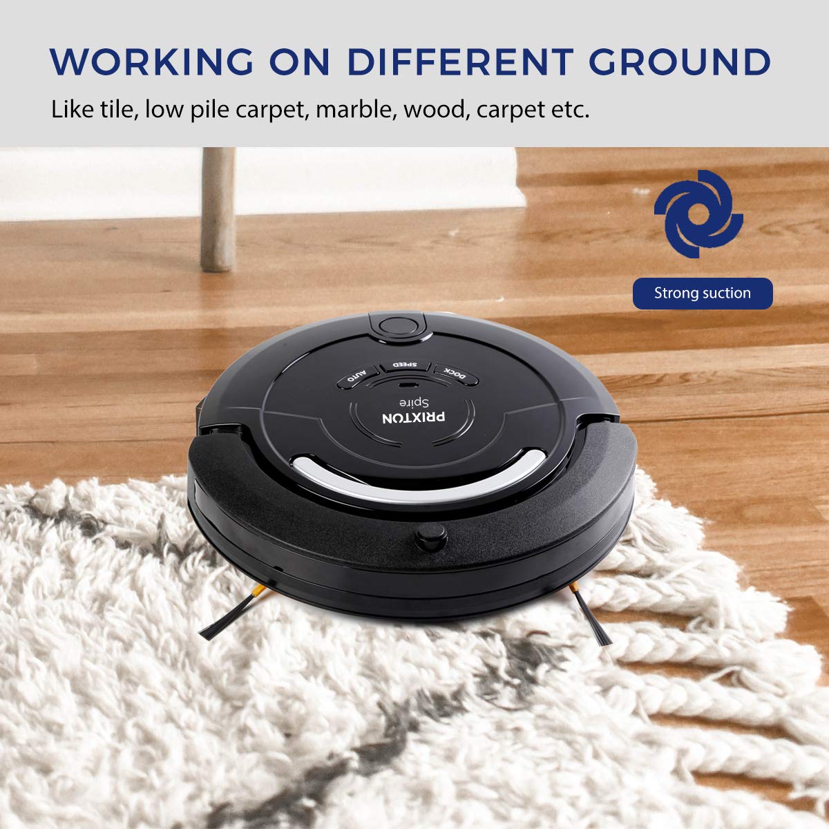 PRIXTON Spire 916 Robot Aspirador/Robots Aspiradores Fregasuelos, con App para Móvil, Programable, para Suelo Seco y Húmedo con 3 Modos de Limpieza: Automática, Esquinas, Profunda
