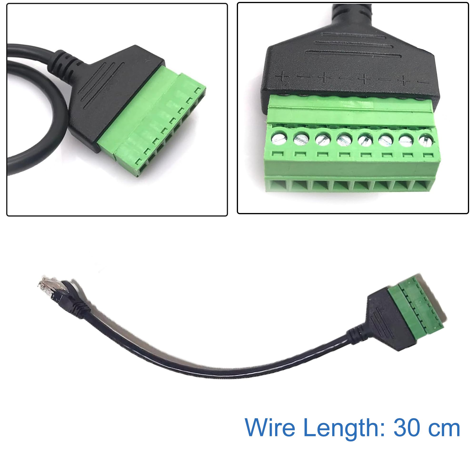 2 sztuki złącza RJ45 na 8-biegunowy blok zaciskowy z śrubami, złącze sieciowe RJ45 na 8-biegunowe złącze Ethernet do przedłużaczy Ethernet Cat7 Cat6 Cat5