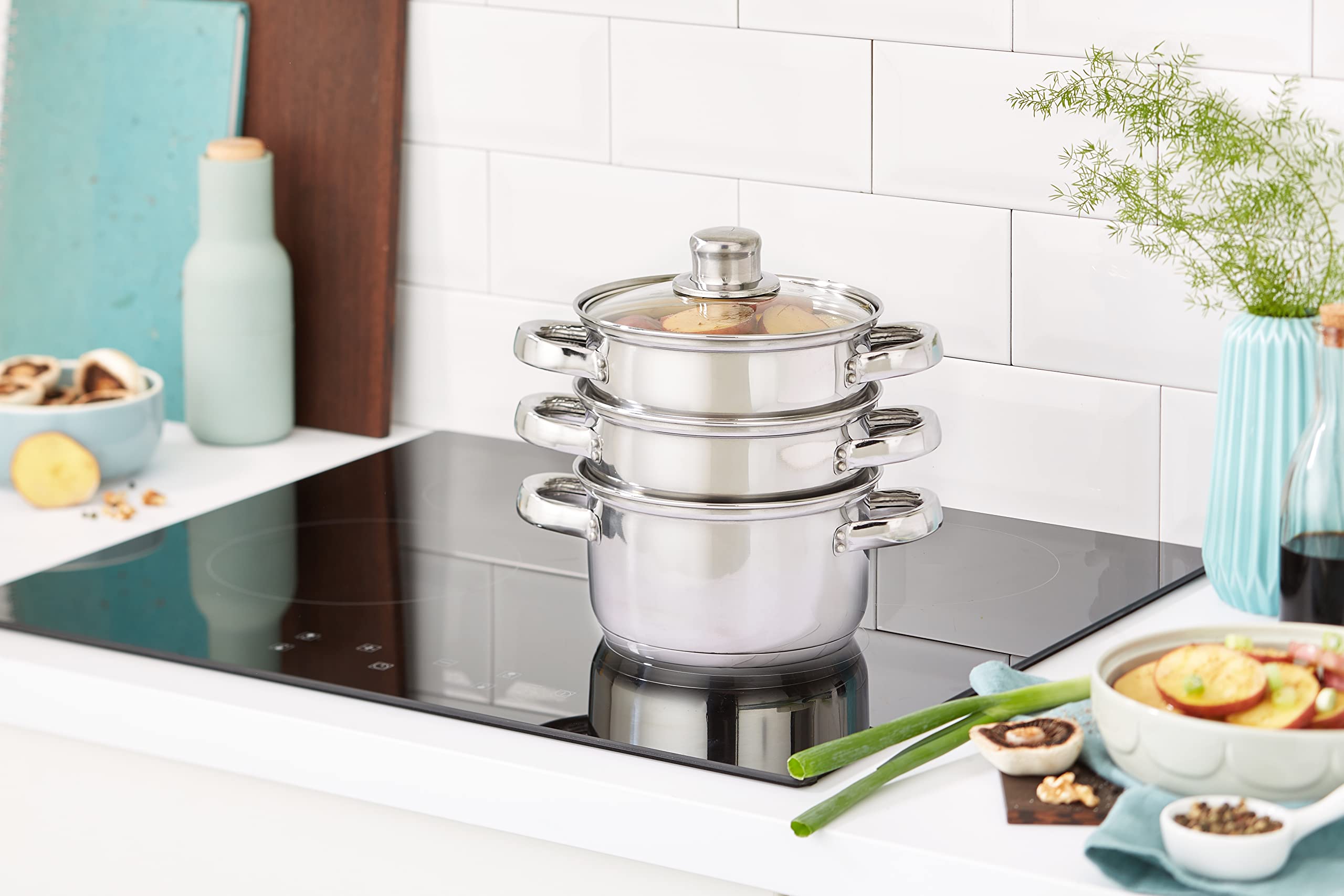 Clearview - Vaporera de 3 pisos de acero inoxidable (16 cm)