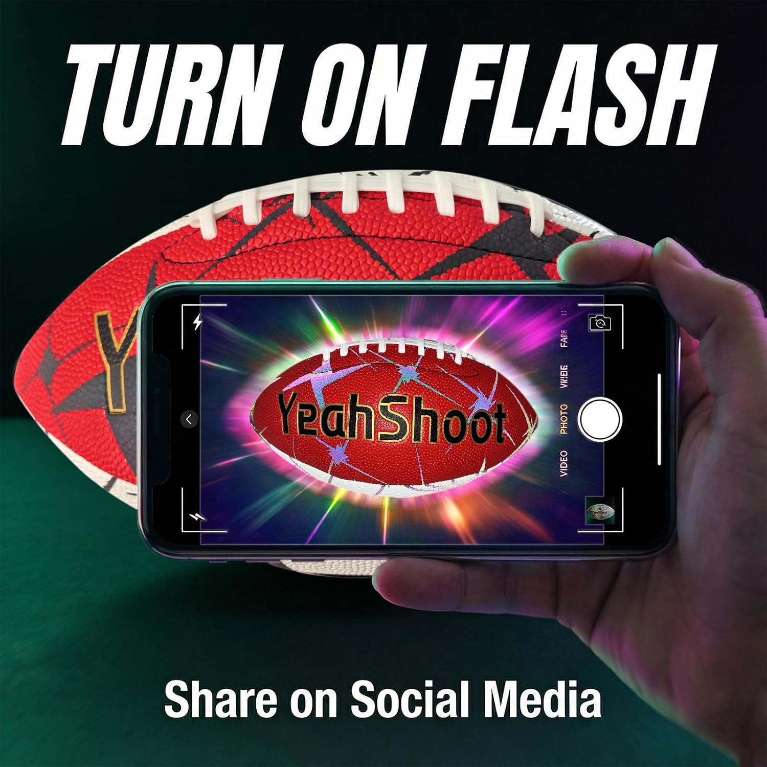 Holographic Reflective Football - Maximize Night Visibility with Glow in The Dark Tech, Size 9 Cool Luminous American Football for Rugby Safe Play, Perfect Youth & Adult Gift