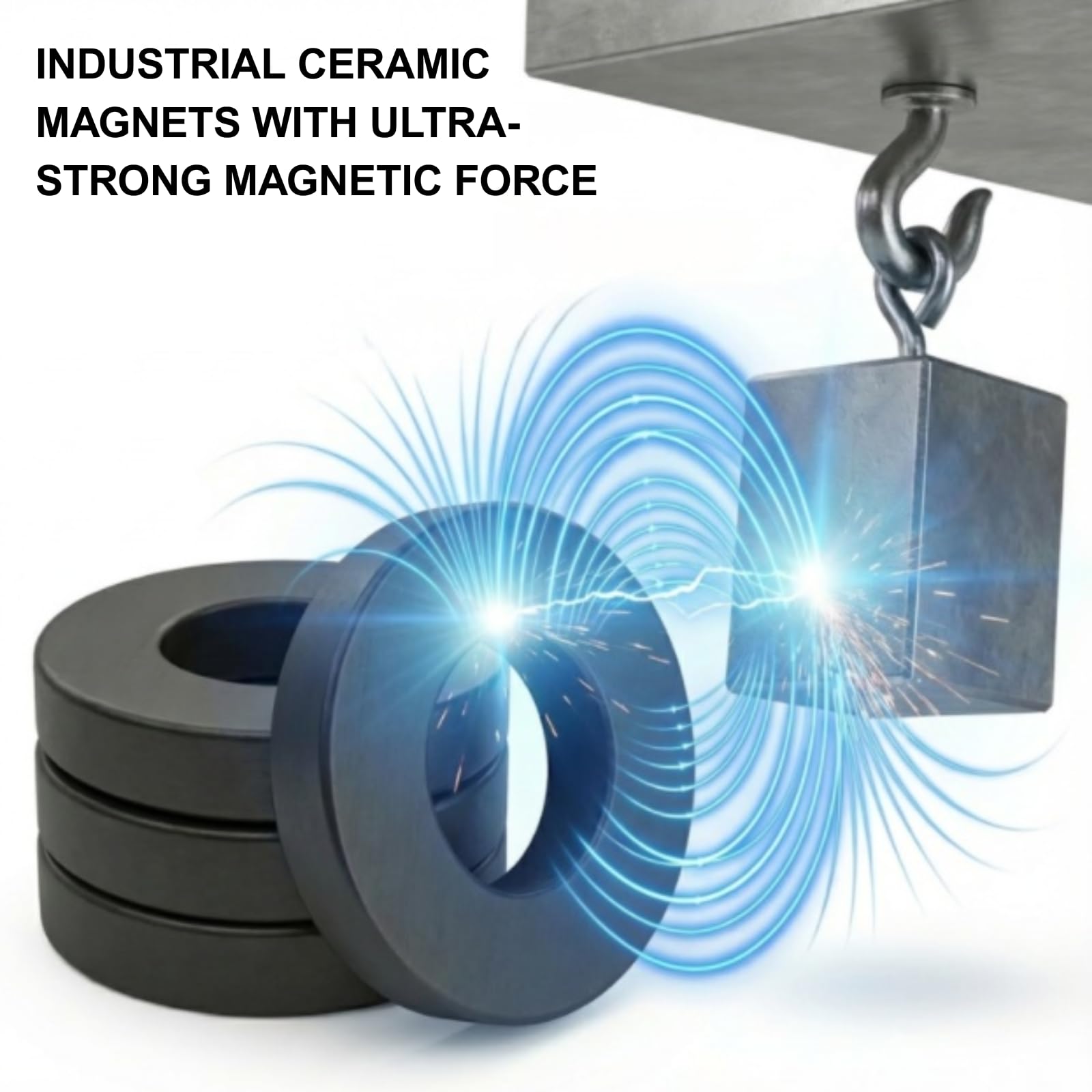 Large Round Magnets, Strong C8 Industrial Ceramic Ring Magnets (Ferrite), 2.4" OD x 1.3" ID x 0.4" Thick, for Science Projects & DIY Craft Making (4) — Amazon image 7