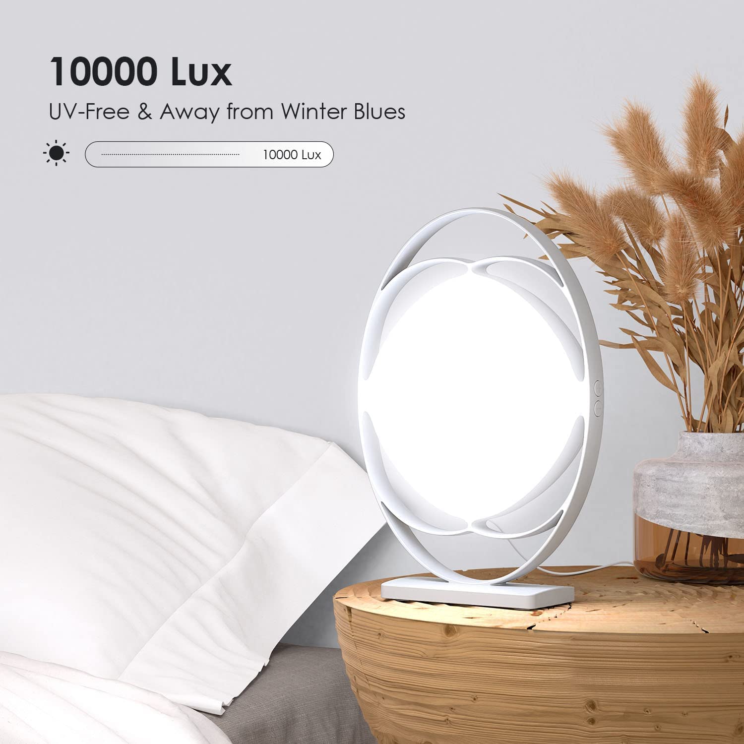 Light Therapy Lamp, ALBINA SAD Lamp 10000 Lux UV Free with 3 Modes