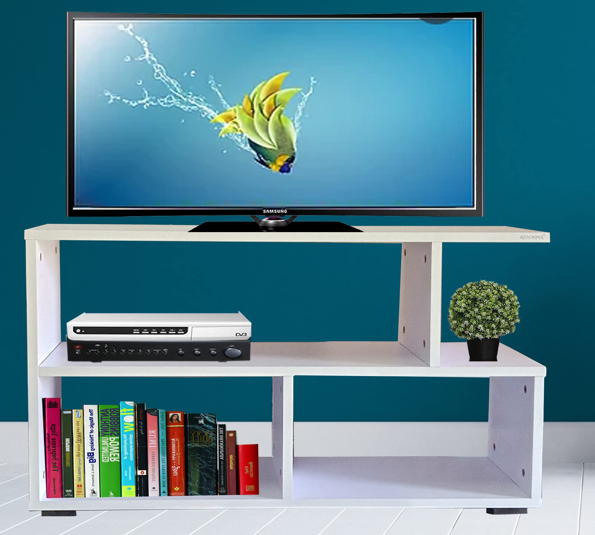 AAROORA Engineered Wood TV Table Centre Unit | Visual Feature of a Room | Home Decoration, Modern | Comfort and Usability | Multipurpose Storage Table (White)-image-20