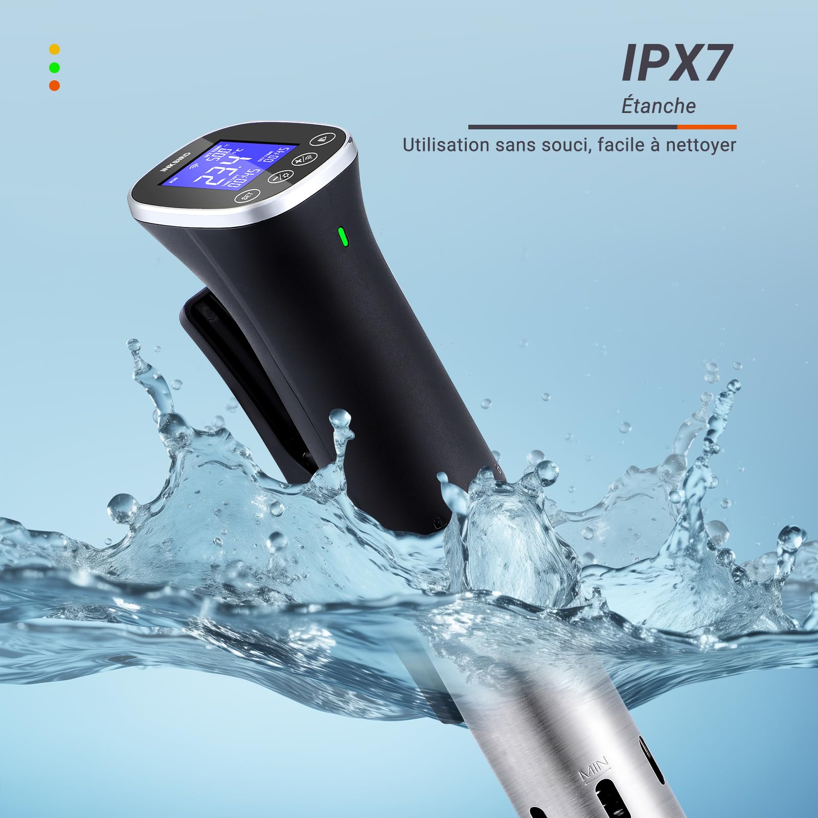 INKBIRD Wifi Thermoplongeur Cuisson Sous Vide, WLAN Sous Vide Cuiseur, 0-90 ℃ Cuisson Basse Température et Minuterie | ±0,1°C Température Précise, Recettes APP, LCD, 1000W, IPX7 Imperméable, ISV-300W