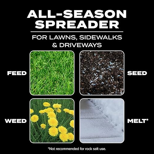Miniatura 3 de Scotts Turf Builder EdgeGuard DLX Esparcidor de Difusión para Semillas, Fertilizante, Sal, Descongelante, Cubre hasta 15,000 pies cuadrados