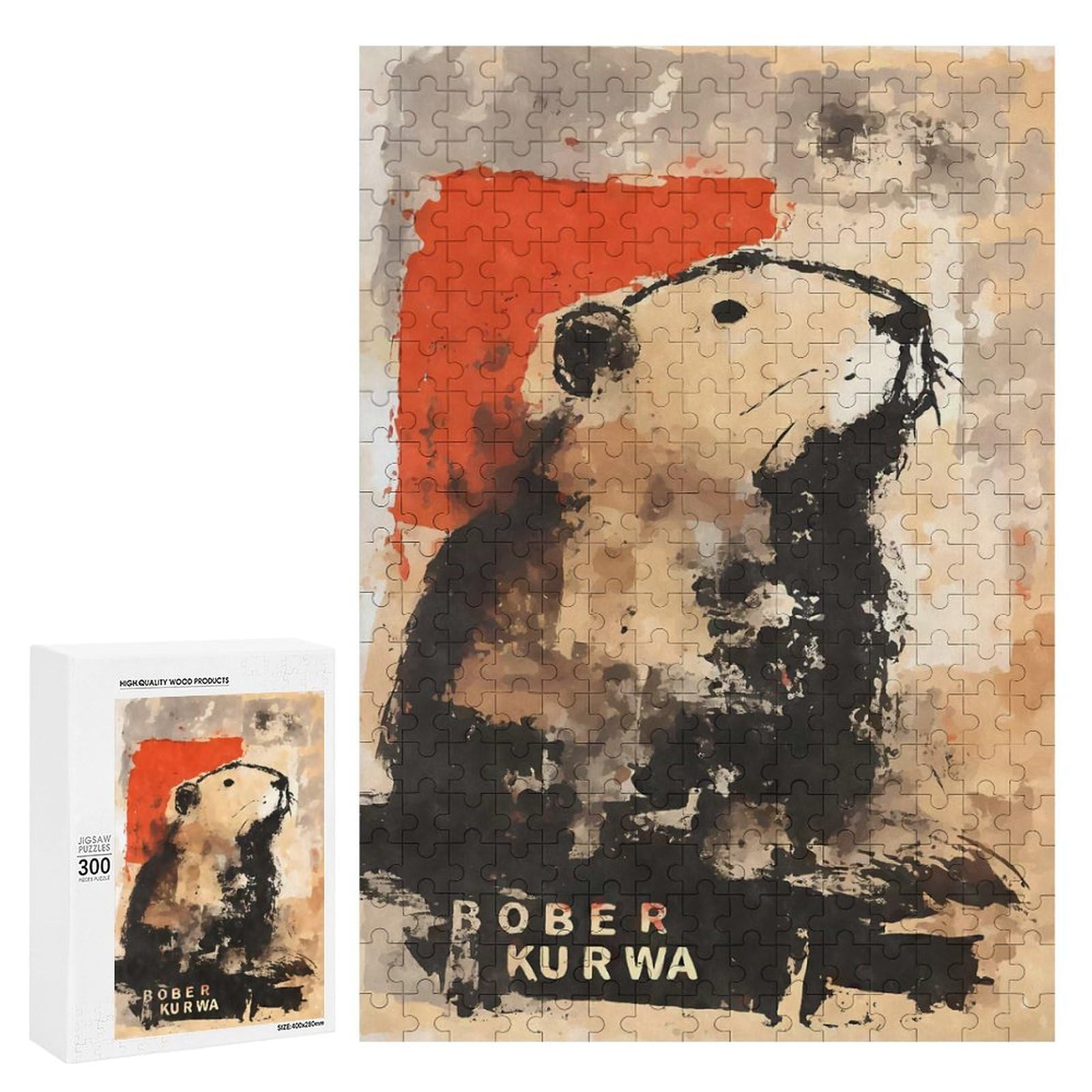 Jigsaw Puzzles 300 PCS for Teenagerss Abstract Bober Kurwa Beaver Graffiti Jigsaws for Adults Relax Games Precision Cutting Deal As Gifts for The Whole Family 300 PCS